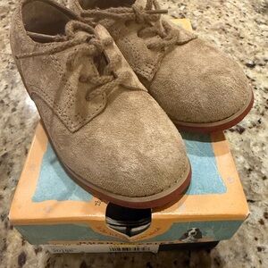 Hush Puppies Dirty Buck Dress Casual Shoes Boys Sz 8.5 Suede Beige Brown Lace Up